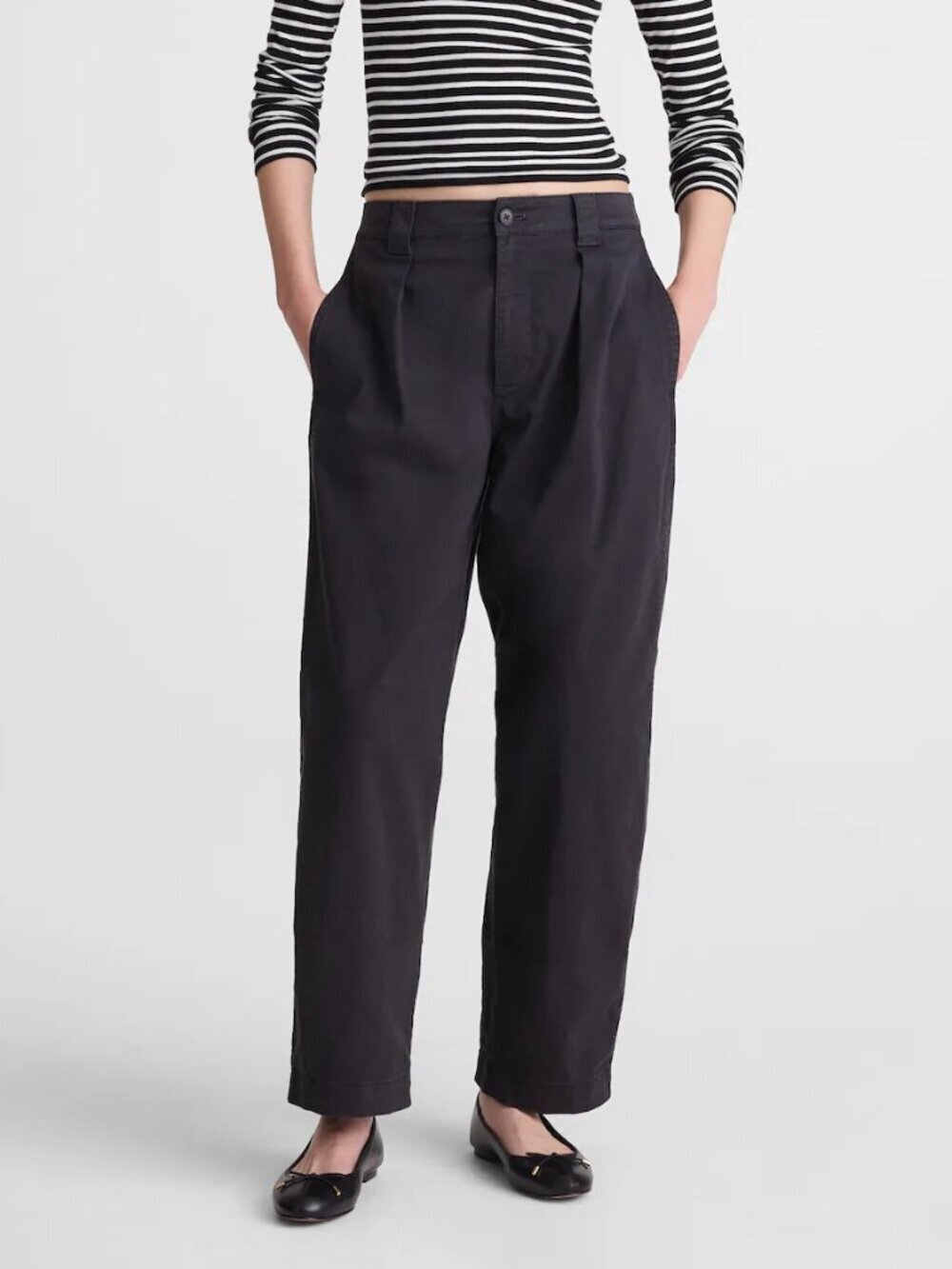 Madewell Barrel Leg Stretch Twill Chino Pants Dark Gray Size 28 NWT